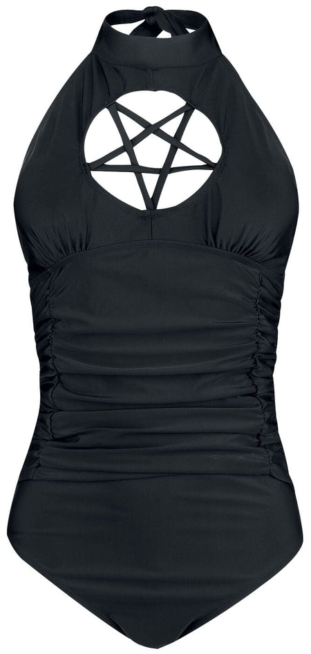Maillots de bain Gothic de Gothicana by EMP - Maillot De Bain Gothicana Avec Détail Pentagramme - S à XXL - pour Femme - noir - Gothicana by EMP