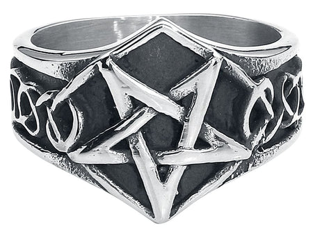 Bague Gothic de etNox hard and heavy - Pentagram - pour Unisexe - couleur argent - etNox hard and heavy