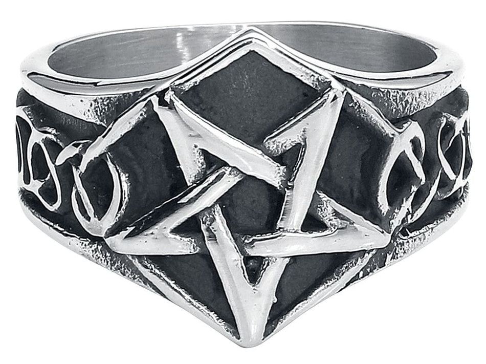 Bague Gothic de etNox hard and heavy - Pentagram - pour Unisexe - couleur argent - etNox hard and heavy