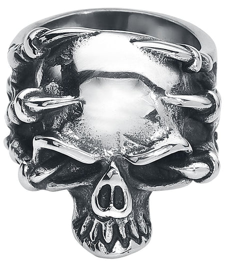 Bague Gothic de etNox hard and heavy - Crâne Griffe - pour Homme - couleur argent - etNox hard and heavy