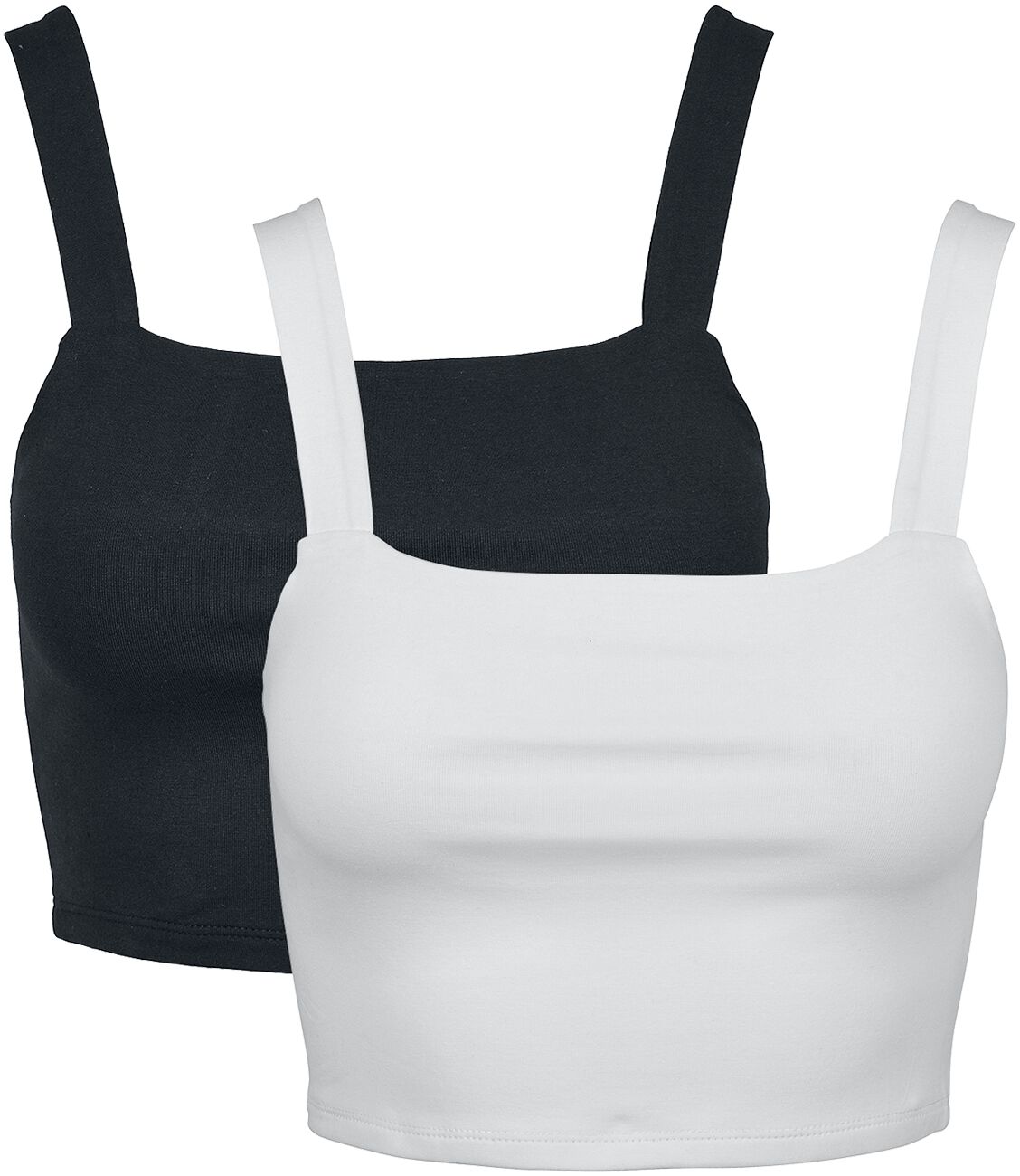 Top  de Urban Classics - Crop Top - Lot De 2 - L à XL - pour Femme - noir/blanc - Urban Classics