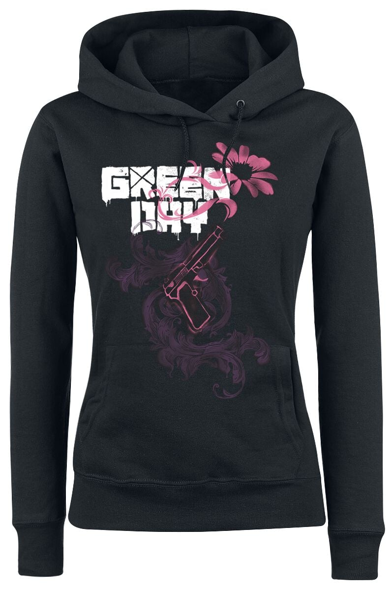 Sweat-shirt à capuche  de Green Day - Gun Flower - S à XXL - pour Femme - noir - green day