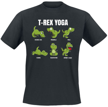 T-Shirt Manches courtes Fun de Tierisch - T-Rex Yoga - M à 3XL - pour Homme - noir - Tierisch