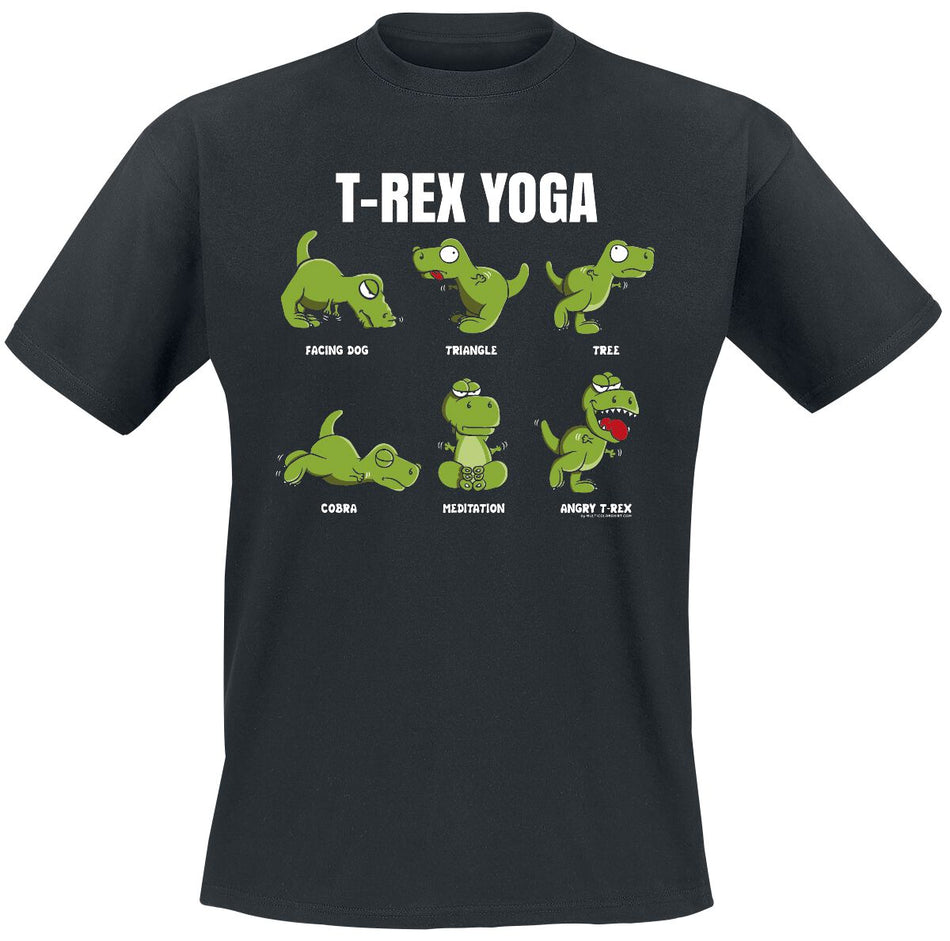 T-Shirt Manches courtes Fun de Tierisch - T-Rex Yoga - M à 3XL - pour Homme - noir - Tierisch