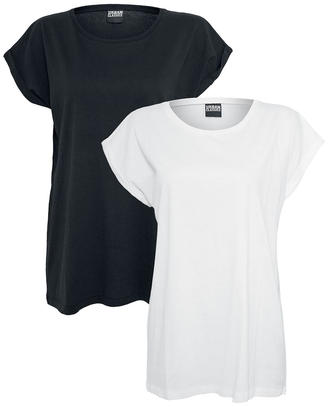 T-Shirt Manches courtes  de Urban Classics - Lot De 2 T-Shirts Épaules Étendues - XS à 5XL - pour Femme - noir/blanc - Urban Classics