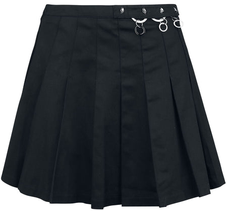 Jupe courte Gothic de Banned Alternative - Jupe Plissée Avec Anneaux - XS à XL - pour Femme - noir - Banned Alternative