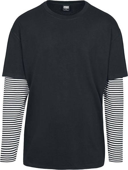 T-shirt manches longues  de Urban Classics - T-Shirt Manches Longues Double Épaisseur Oversize - S à XXL - pour Homme - noir/blanc - Urban Classics