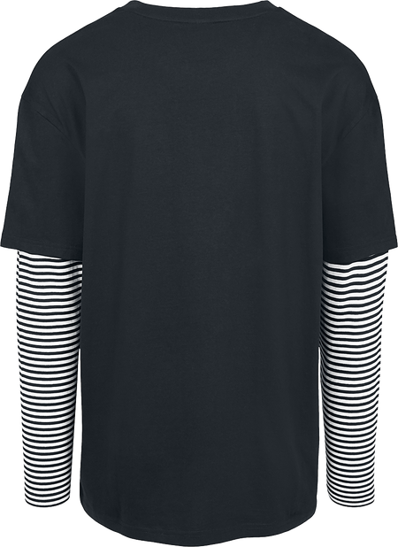 T-shirt manches longues  de Urban Classics - T-Shirt Manches Longues Double Épaisseur Oversize - S à XXL - pour Homme - noir/blanc - Urban Classics - View 2