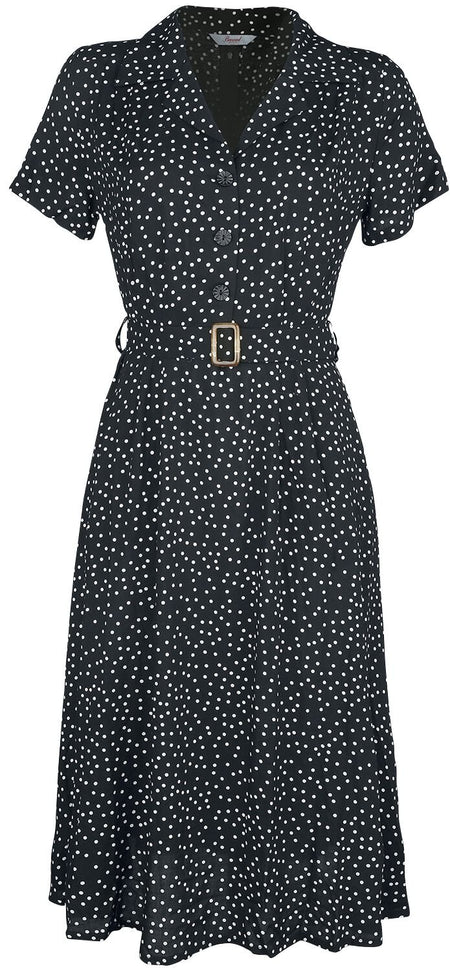 Robe mi-longue Rockabilly de Banned Retro - Robe Noire À Pois - S à M - pour Femme - noir/blanc - Banned Retro