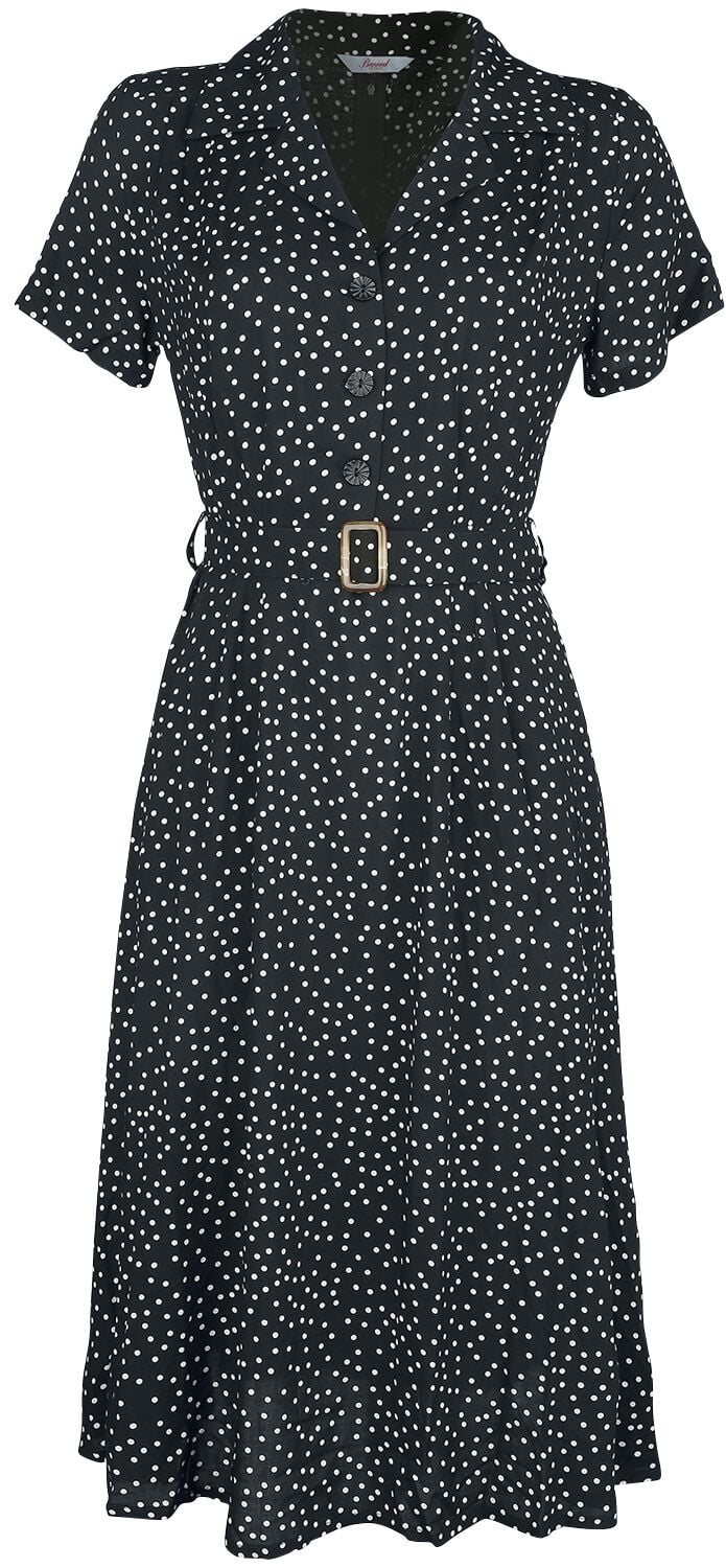 Robe mi-longue Rockabilly de Banned Retro - Robe Noire À Pois - S à 3XL - pour Femme - noir/blanc - Banned Retro