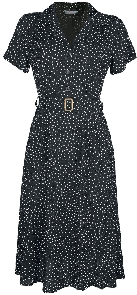 Robe mi-longue Rockabilly de Banned Retro - Robe Noire À Pois - S à 3XL - pour Femme - noir/blanc - Banned Retro