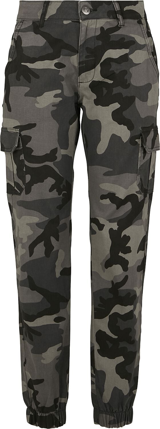 Pantalon Cargo  de Urban Classics - Pantalon Cargo Taille Haute Camouflage Femme - 26 à 28 - pour Femme - camouflage sombre - Urban Classics