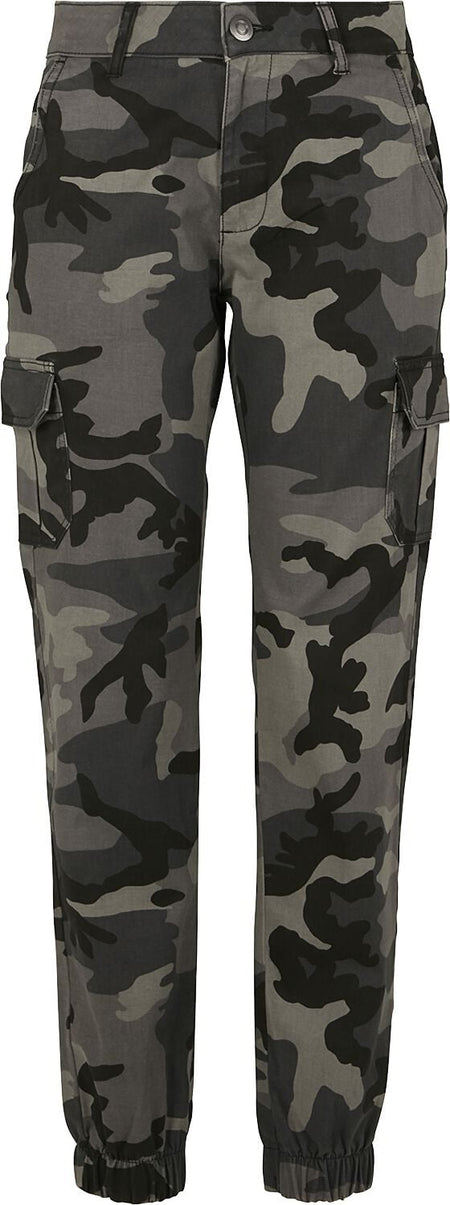 Pantalon Cargo  de Urban Classics - Pantalon Cargo Taille Haute Camouflage Femme - 26 à 28 - pour Femme - camouflage sombre - Urban Classics