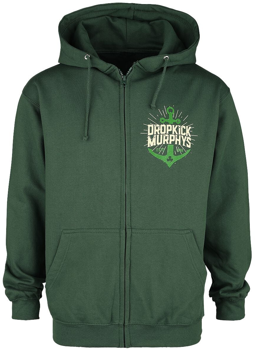Sweat-shirt zippé à capuche  de Dropkick Murphys - Anchor Admat Green - S à XXL - pour Homme - vert foncé - Dropkick Murphys