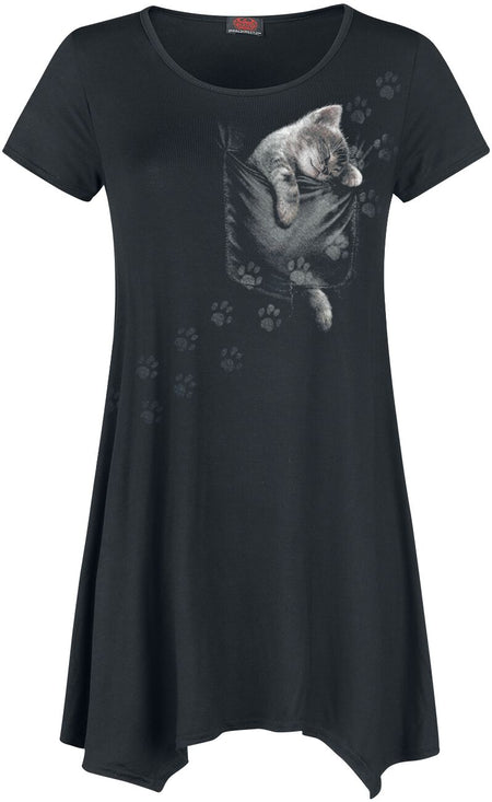 T-Shirt Manches courtes Gothic de Spiral - Chaton Poche - S à XL - pour Femme - noir - Spiral