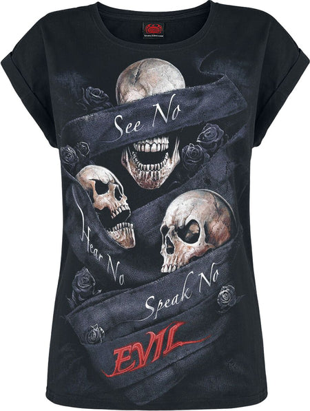 T-Shirt Manches courtes Gothic de Spiral - See No Evil - S à XXL - pour Femme - noir - Spiral