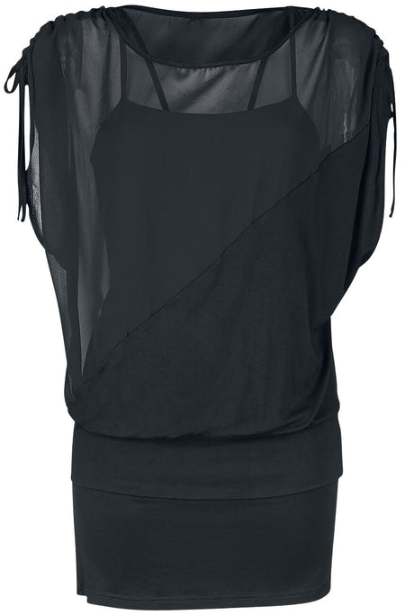 T-Shirt Manches courtes  de Forplay - Robe Chiffon 2-En-1 - XS à XXL - pour Femme - noir - Forplay