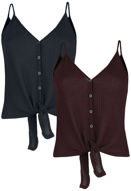Top  de Forplay - Lot de 2 Hauts - S à 3XL - pour Femme - noir/bordeaux - Forplay