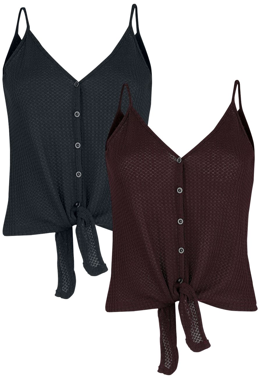 Top  de Forplay - Lot de 2 Hauts - S à 3XL - pour Femme - noir/bordeaux - Forplay