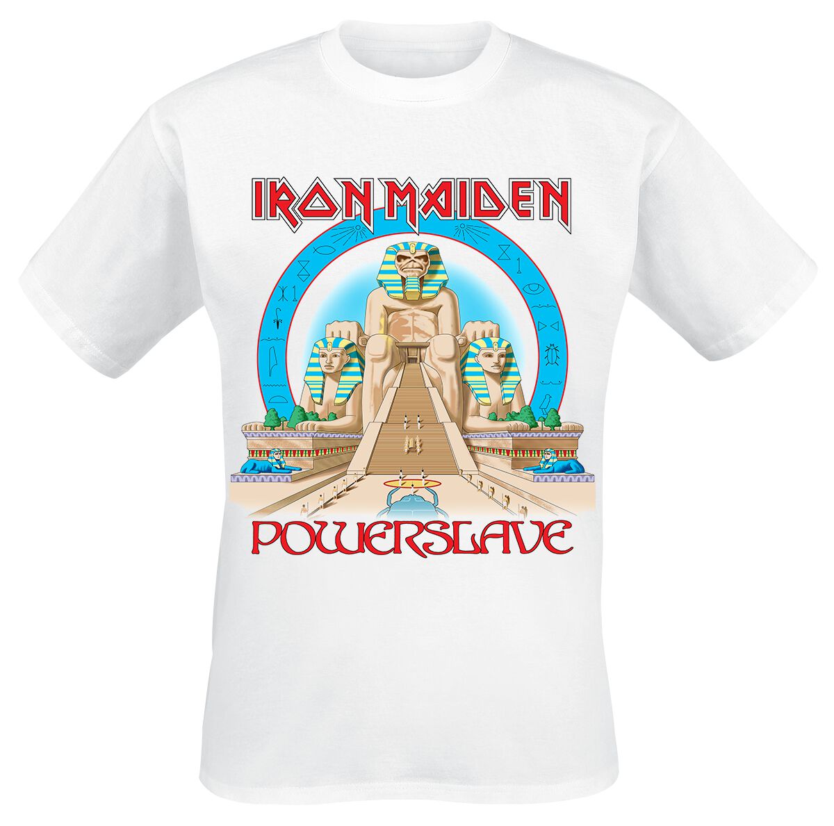 T-Shirt Manches courtes  de Iron Maiden - Powerslave World Slavery Tour 1984-1985 - S à XXL - pour Homme - blanc - Iron Maiden