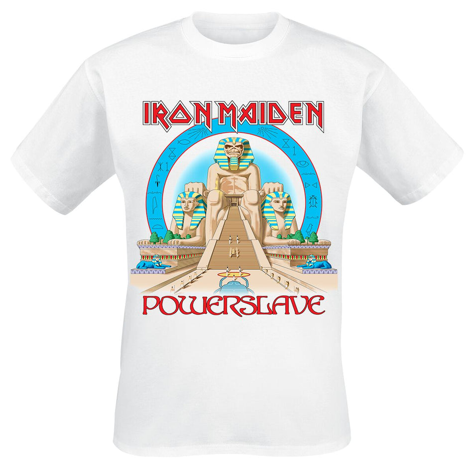 T-Shirt Manches courtes  de Iron Maiden - Powerslave World Slavery Tour 1984-1985 - S à XXL - pour Homme - blanc - Iron Maiden