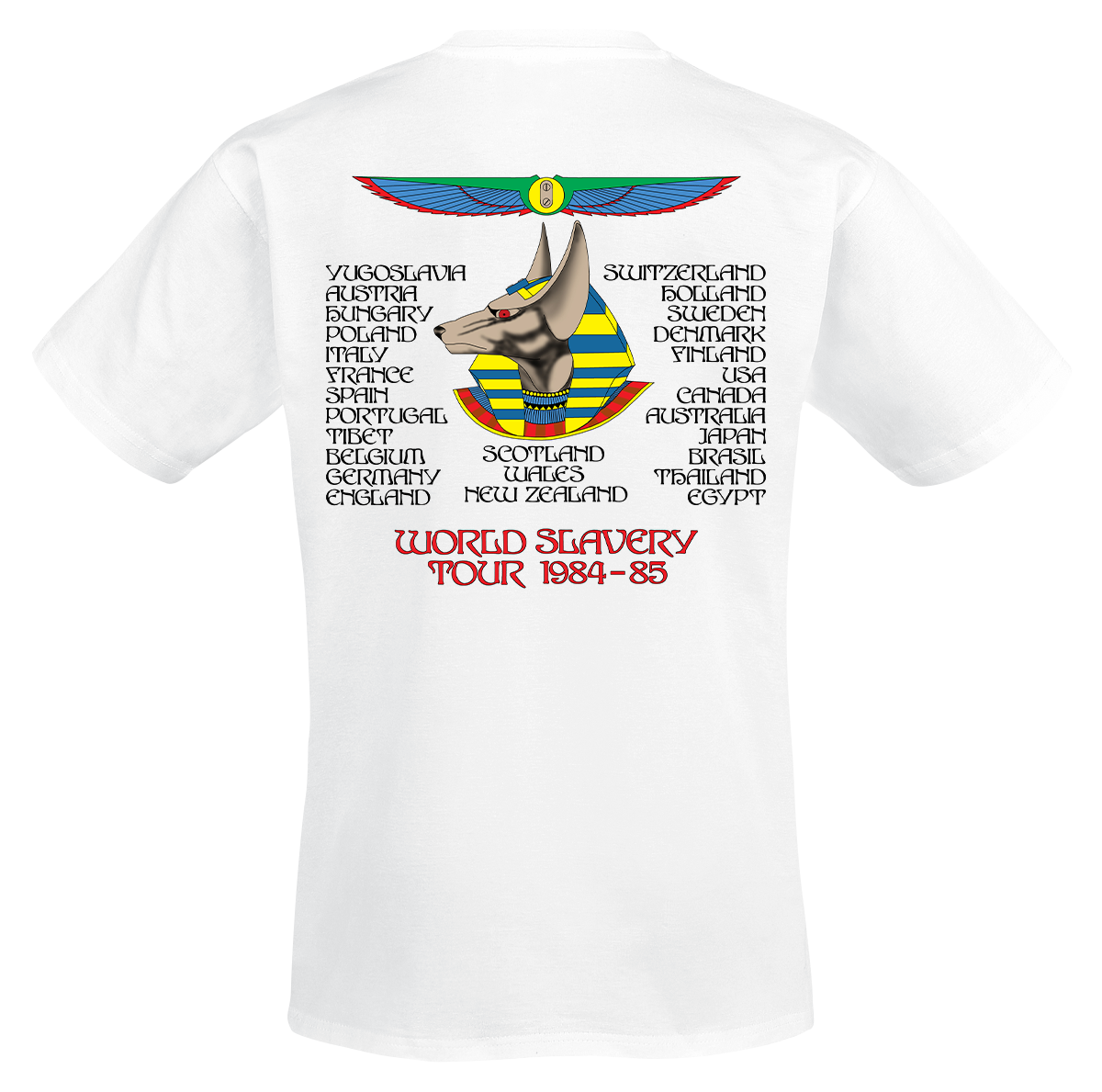 T-Shirt Manches courtes  de Iron Maiden - Powerslave World Slavery Tour 1984-1985 - S à XXL - pour Homme - blanc - Iron Maiden - View 2