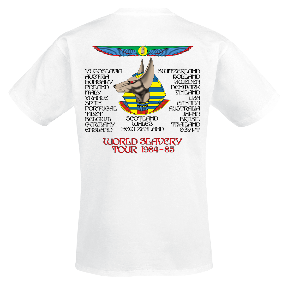 T-Shirt Manches courtes  de Iron Maiden - Powerslave World Slavery Tour 1984-1985 - S à 5XL - pour Homme - blanc - Iron Maiden - View 2