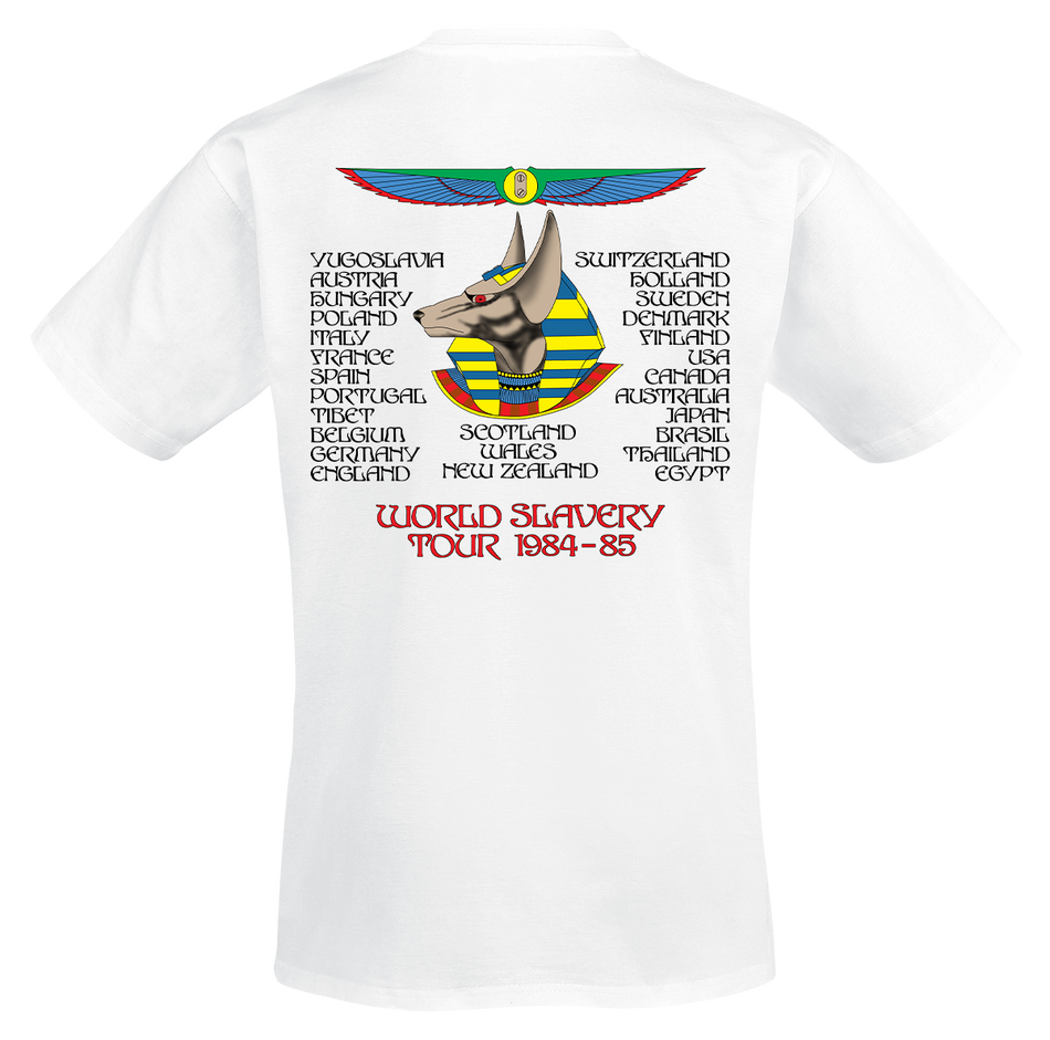 T-Shirt Manches courtes  de Iron Maiden - Powerslave World Slavery Tour 1984-1985 - S à 5XL - pour Homme - blanc - Iron Maiden - View 2