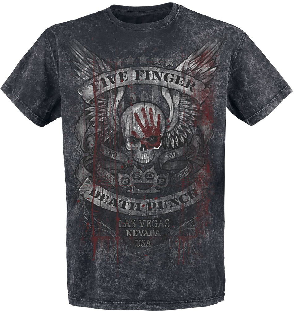 T-Shirt Manches courtes  de Five Finger Death Punch - No Regrets - S à XXL - pour Homme - noir/gris - Five Finger Death Punch