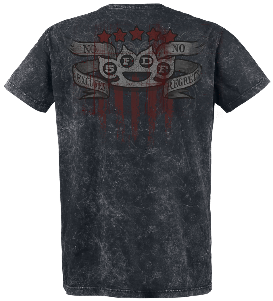 T-Shirt Manches courtes  de Five Finger Death Punch - No Regrets - S à XXL - pour Homme - noir/gris - Five Finger Death Punch - View 2