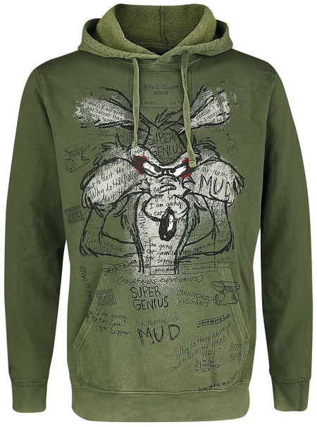 Sweat-shirt à capuche  de Looney Tunes - Coyote - Genius - S à XXL - pour Homme - vert - Looney Tunes