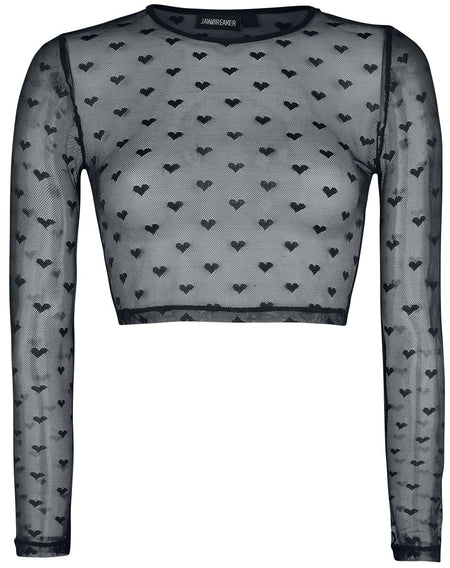 T-shirt manches longues  de Jawbreaker - Crop Top Don't Mesh With My Heart - S à XXL - pour Femme - noir - Jawbreaker