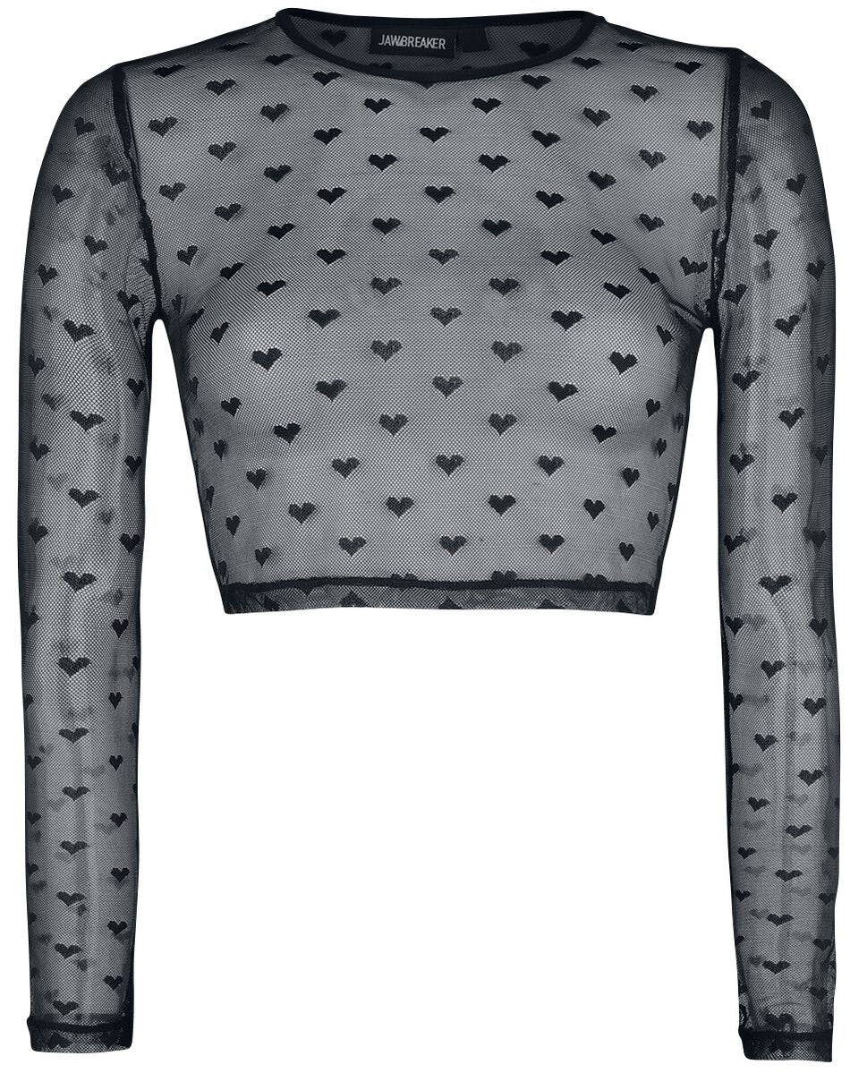 T-shirt manches longues  de Jawbreaker - Crop Top Don't Mesh With My Heart - S à XXL - pour Femme - noir - Jawbreaker