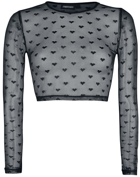 T-shirt manches longues  de Jawbreaker - Crop Top Don't Mesh With My Heart - S à XXL - pour Femme - noir - Jawbreaker