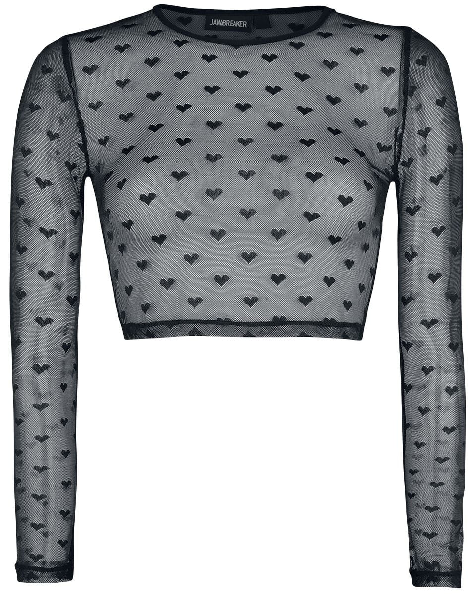 T-shirt manches longues  de Jawbreaker - Crop Top Don't Mesh With My Heart - S à XXL - pour Femme - noir - Jawbreaker