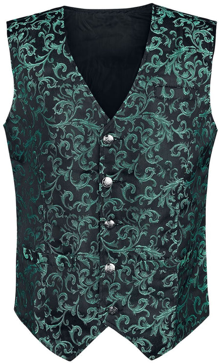 Veste Gothic de Altana Industries - Veste Sans Manches Brocade - S à XXL - pour Homme - vert - Altana Industries