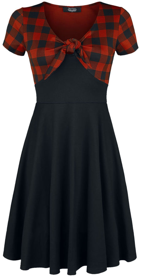 Robe courte Rockabilly de Rock Rebel by EMP - Robe Nouée À L'Avant Rock Rebel À Carreaux - S à XXL - pour Femme - noir/rouge - Rock Rebel by EMP