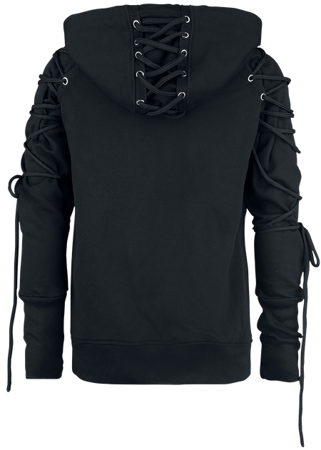 Sweat-shirt à capuche Gothic de Gothicana by EMP - Veste À Capuche Noire Avec Laçages - S à XL - pour Homme - noir - Gothicana by EMP - View 2