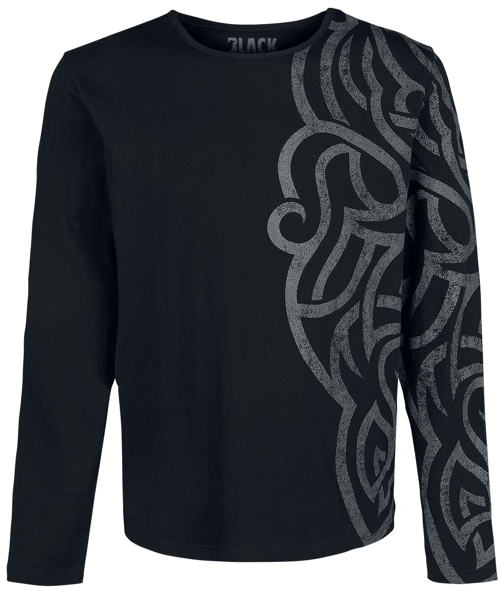 T-shirt manches longues  de Black Premium by EMP - Haut Manches Longues Avec Larges Ornementations - S à 5XL - pour Homme - noir - Black Premium by EMP