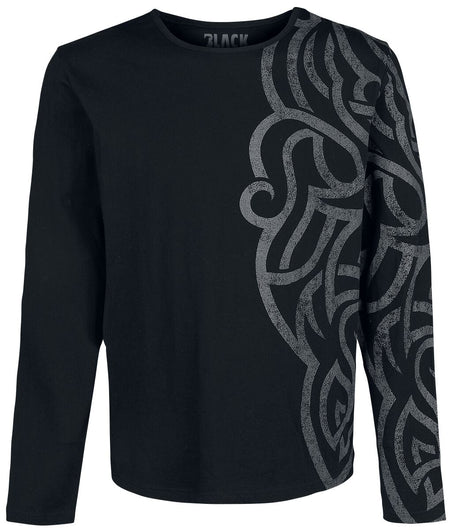 T-shirt manches longues  de Black Premium by EMP - Haut Manches Longues Avec Larges Ornementations - S à 5XL - pour Homme - noir - Black Premium by EMP