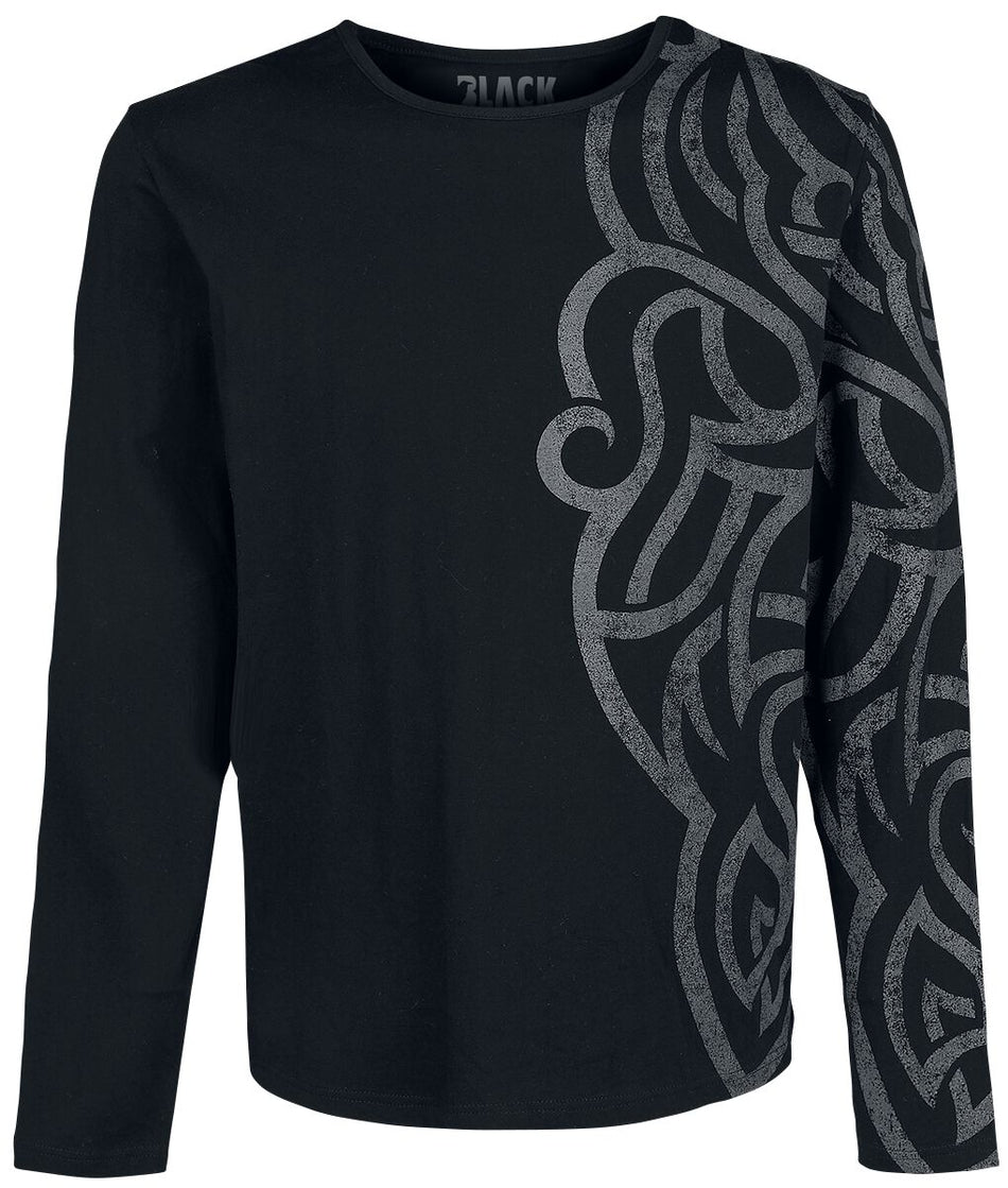 T-shirt manches longues  de Black Premium by EMP - Haut Manches Longues Avec Larges Ornementations - S à 5XL - pour Homme - noir - Black Premium by EMP