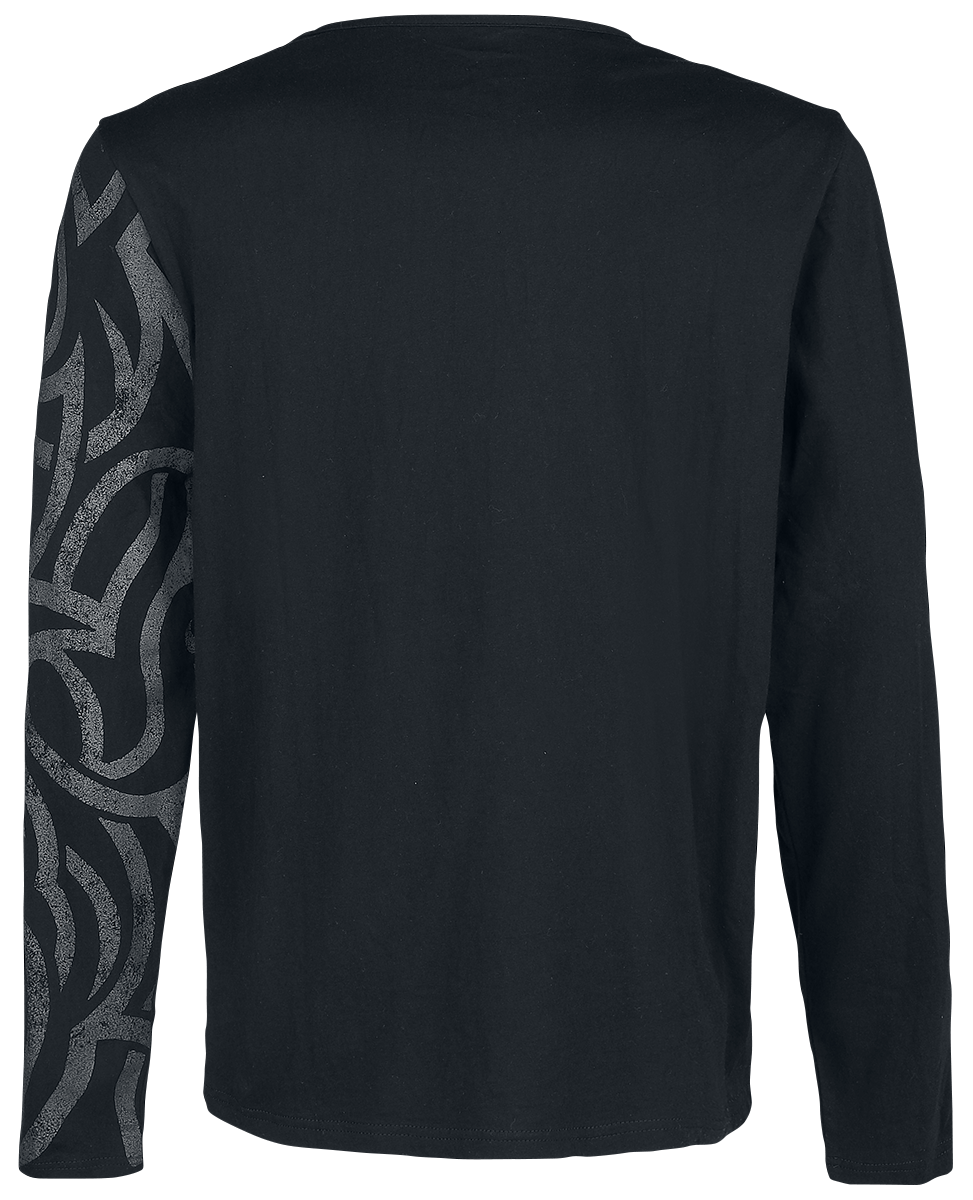 T-shirt manches longues  de Black Premium by EMP - Haut Manches Longues Avec Larges Ornementations - S à 5XL - pour Homme - noir - Black Premium by EMP - View 2
