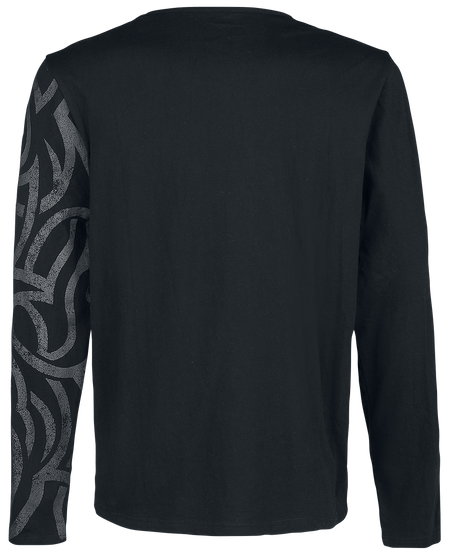 T-shirt manches longues  de Black Premium by EMP - Haut Manches Longues Avec Larges Ornementations - S à 5XL - pour Homme - noir - Black Premium by EMP - View 2