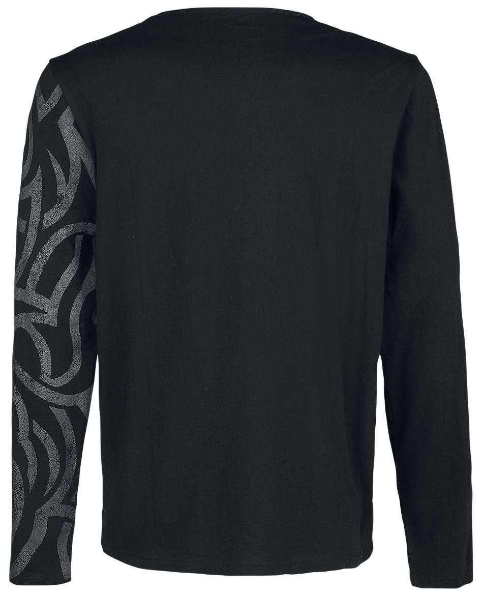 T-shirt manches longues  de Black Premium by EMP - Haut Manches Longues Avec Larges Ornementations - S à 5XL - pour Homme - noir - Black Premium by EMP - View 2