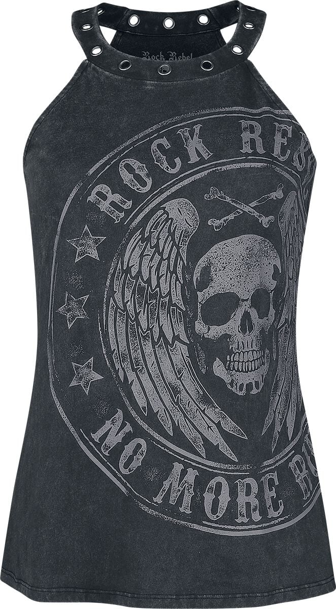 Débardeur  de Rock Rebel by EMP - Haut Impriné Rock Rebel Avec Œillets - S à XXL - pour Femme - noir - Rock Rebel by EMP