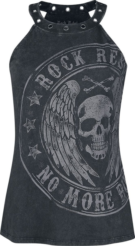 Débardeur  de Rock Rebel by EMP - Haut Impriné Rock Rebel Avec Œillets - S à XXL - pour Femme - noir - Rock Rebel by EMP