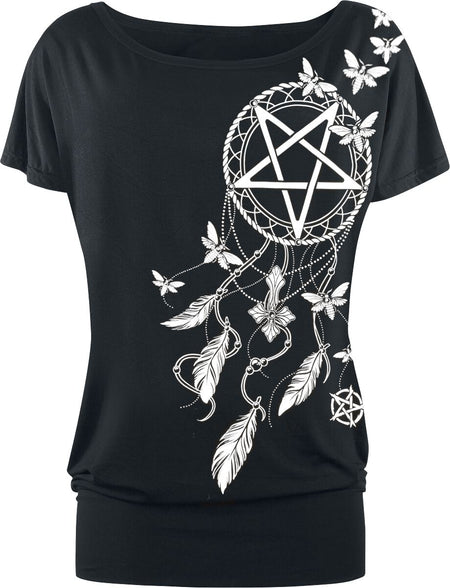 T-Shirt Manches courtes Gothic de Gothicana by EMP - T-Shirt Attrape-Rêve Pentagramme - S à 4XL - pour Femme - noir - Gothicana by EMP