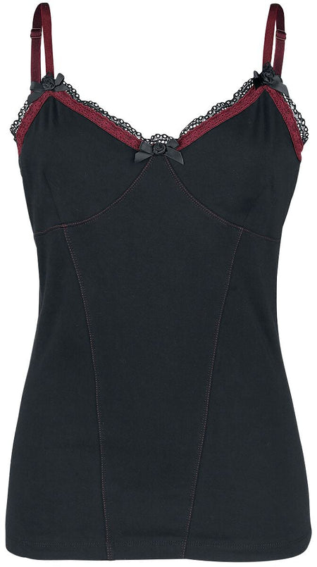 Top Gothic de Gothicana by EMP - Haut Avec Dentelle - S à XXL - pour Femme - noir/bordeaux - Gothicana by EMP