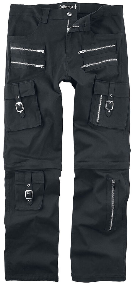 Pantalon en toile Gothic de Gothicana by EMP - 2-En-1 : Pantalon/Short - W30L32 à W34L34 - pour Homme - noir - Gothicana by EMP