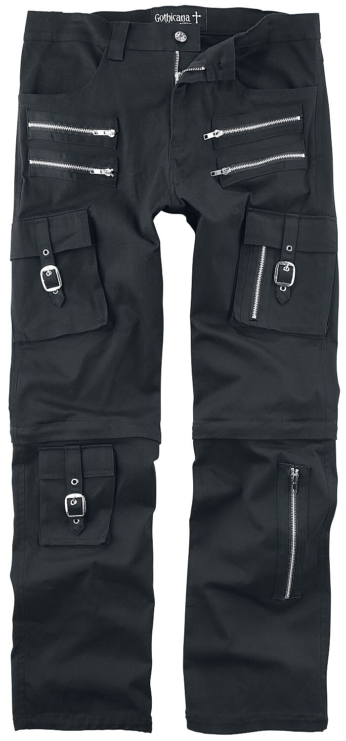 Pantalon en toile Gothic de Gothicana by EMP - 2-En-1 : Pantalon/Short - W30L32 à W34L34 - pour Homme - noir - Gothicana by EMP